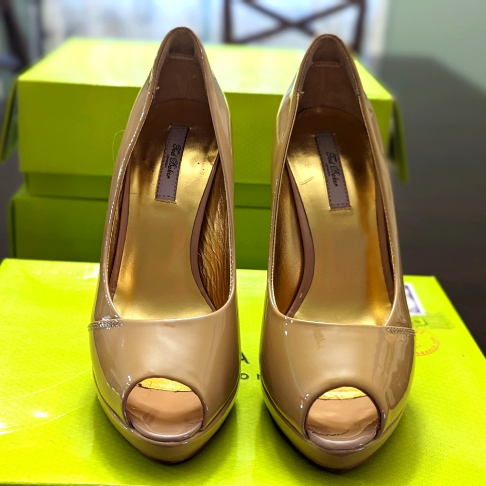 Ted Baker Tan Peep-Toe Heels